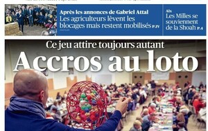 Le loto de l'OGG à la une de la Provence d'Aix du 27 janvier 2024