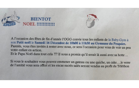 Petit noël des UFO BABY de l'OLYMPIC GYM GARDANNE Samedi 16 décembre