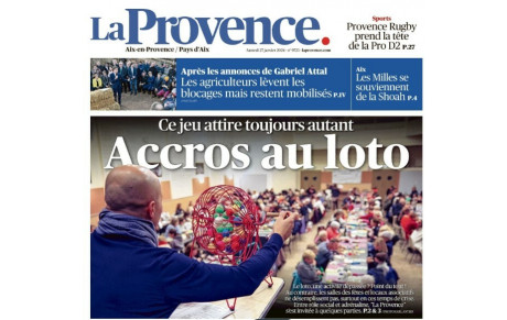 Le loto de l'OGG à la une de la Provence d'Aix du 27 janvier 2024