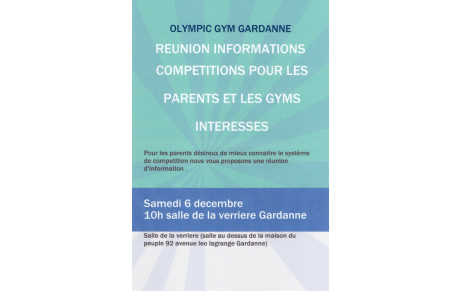 Réunion informations compétitions